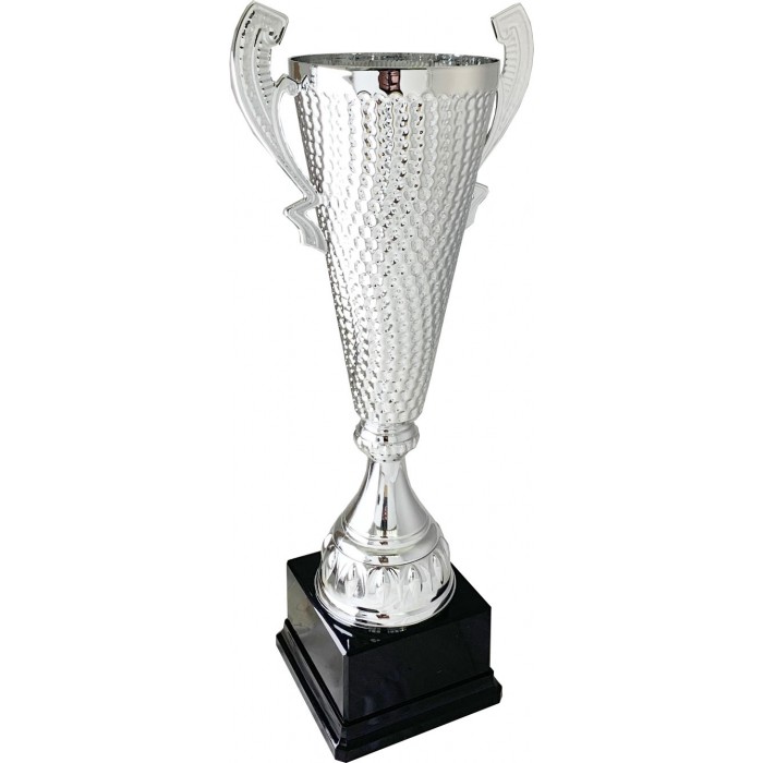 LARGE TALL CONICAL SILVER METAL HANDLED TROPHY - 3 SIZES - 44CM to 66CM